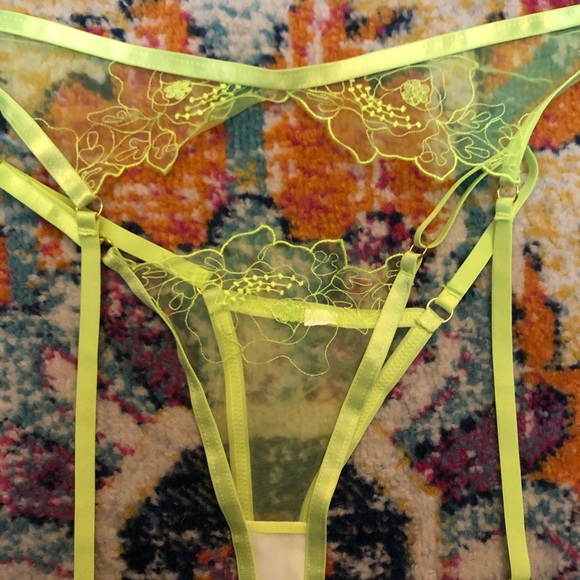 SOLD SheIn Neon Lime Mesh Lingerie Set - Picture 8 of 10